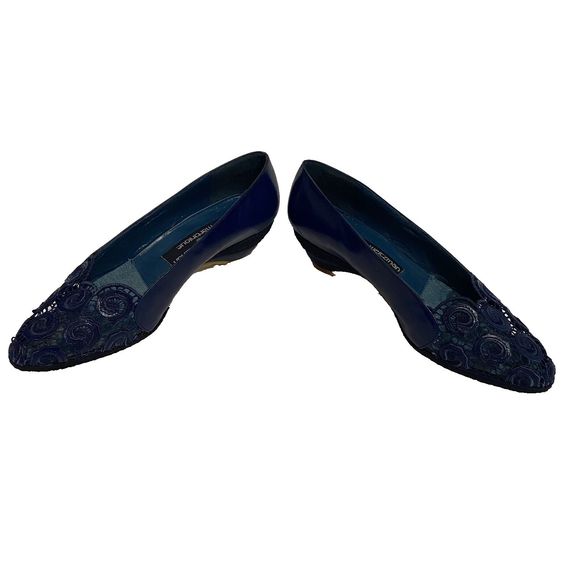 Stuart Weitzman Martinique Wedge Shoes Size 6B Vintage Blue RARE NWT - Picture 6 of 14